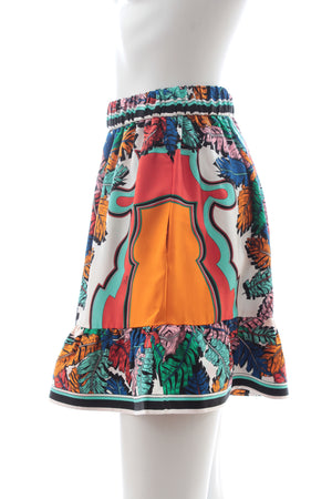 Emilio Pucci Ruffle-Hem Silk Printed Shorts