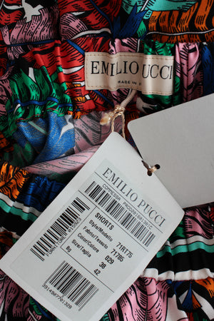 Emilio Pucci Ruffle-Hem Silk Printed Shorts
