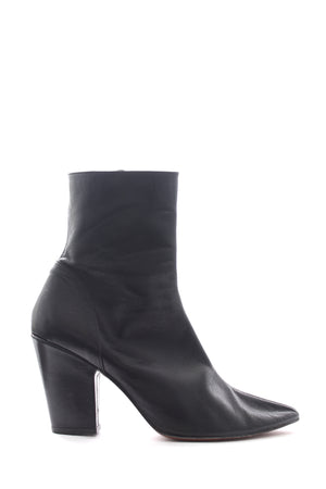 By Far Leather Block Heel Ankle Boots