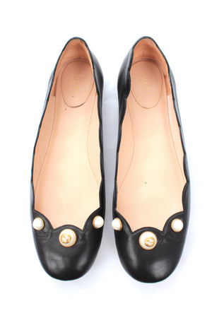 Gucci Willow Scalloped Leather Ballet Flats