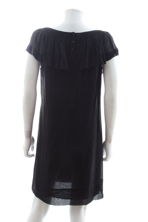 See by Chloe Embroidered Ruffle-Shoulder Silk Mini Dress