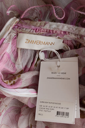 Zimmermann Super Eight Silk Ruffled Blouse - Runway Collection