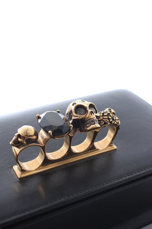 Alexander McQueen Satchel Four-Ring Skull Crystal-Embellished Shoulder Bag