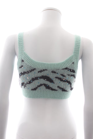 Alessandra Rich Zebra Intarsia Wool-Blend Crop Top