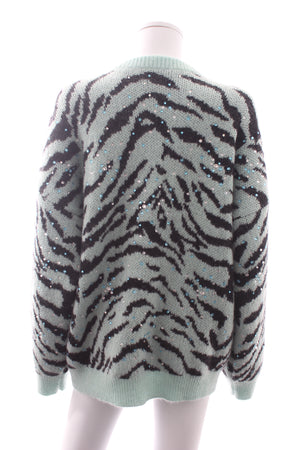 Alessandra Rich Zebra Intarsia Wool-Blend Cardigan