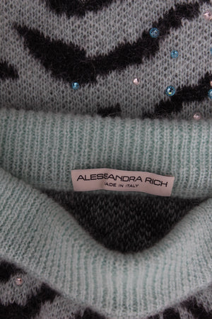 Alessandra Rich Zebra Intarsia Wool-Blend Mini Skirt