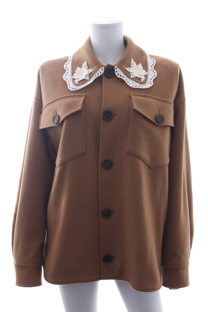 Alessandra Rich Embroidered Collar Wool and Cashmere-Blend Jacket