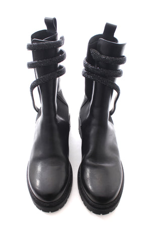 Rene Caovilla Cleo Rhinestone-Embellished Leather Chelsea Boots