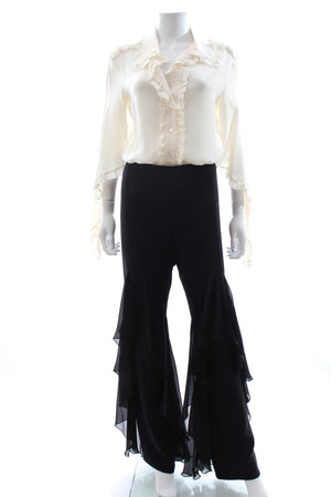 Valentino Silk Ruffled Blouse and Trousers