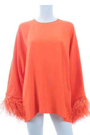 Valentino Feather-Embroidered Silk Cady Couture Top - Current Season