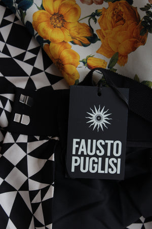 Fausto Puglisi Floral and Geometric Print Silk Skirt
