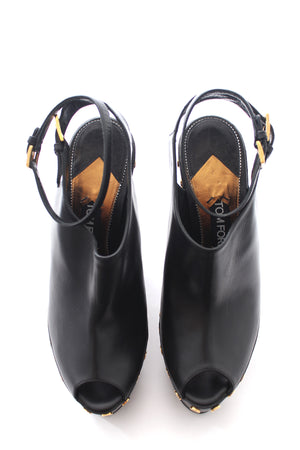 Tom Ford Calfskin Platform Clog Sandals