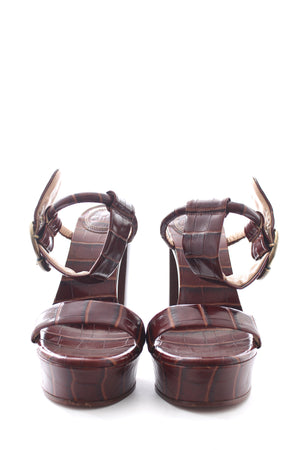 Chloe 'Roy' Croc-Embossed Leather Platform Sandals