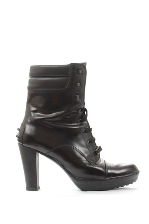 Tod's Lace Up Leather Platform Boots