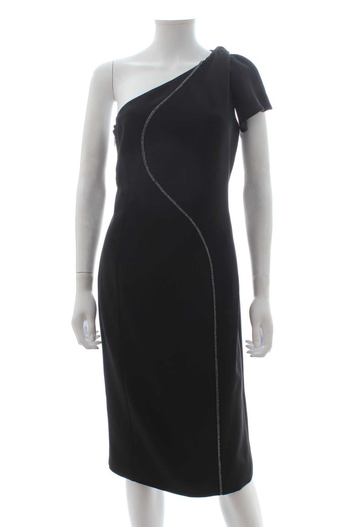 Versace Collection One Shoulder Embellished Silk Dress