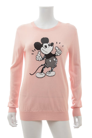 Markus Lupfer x Disney Thumbs Up Mickey Sequined Merino Wool Sweater