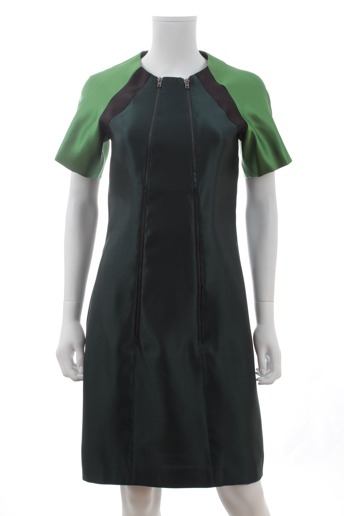 Miu Miu Zip-Front Silk-Satin Dress