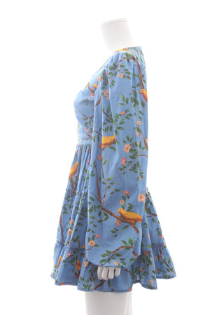 Agua by Agua Bendita 'Avena' Cotton Printed Mini Dress / Blue