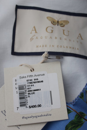 Agua by Agua Bendita 'Avena' Cotton Printed Mini Dress / Blue