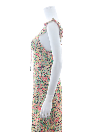 Rixo 'Cecile' Ruffled Floral Printed Crepe Midi Dress
