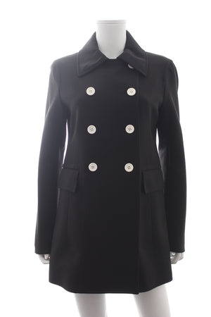 Celine Contrast-Buttoned Wool-Blend Double-Breasted Coat
