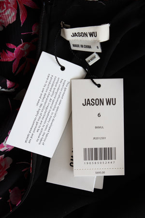 Jason Wu Asymmetric Ruffled Floral-Print Silk-Georgette Midi Dress