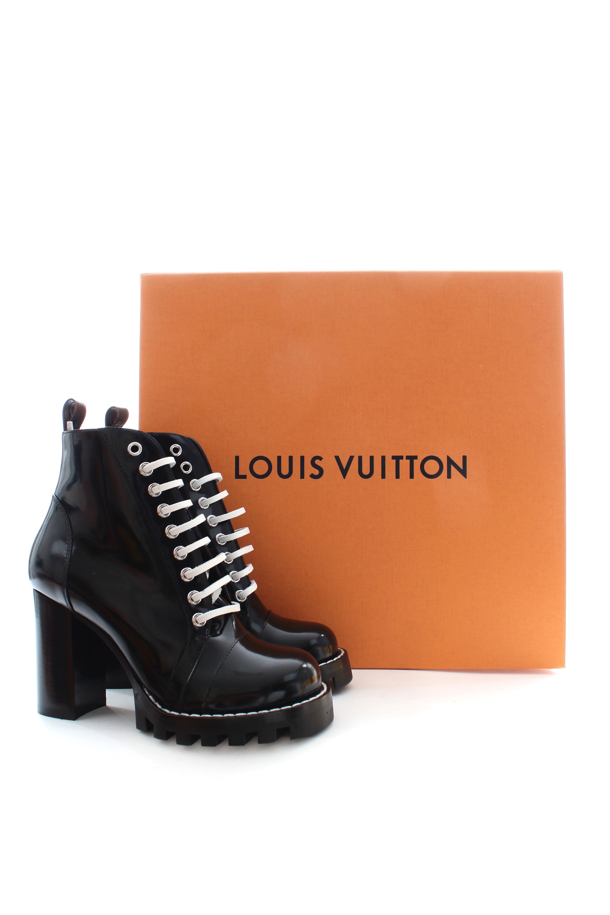 Star trail patent leather ankle boots Louis Vuitton Black size 40 EU in  Patent leather - 36899267