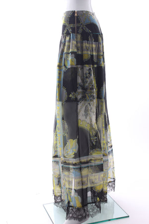 Emilio Pucci Lace-Trimmed Silk Printed Maxi Skirt
