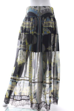 Emilio Pucci Lace-Trimmed Silk Printed Maxi Skirt