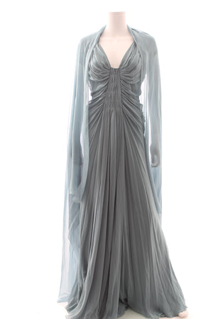 Alberta Ferretti Silk Chiffon Pleated Gown