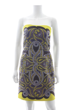 Lanvin Paisley Printed Strapless Dress