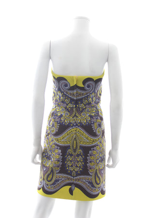 Lanvin Paisley Printed Strapless Dress