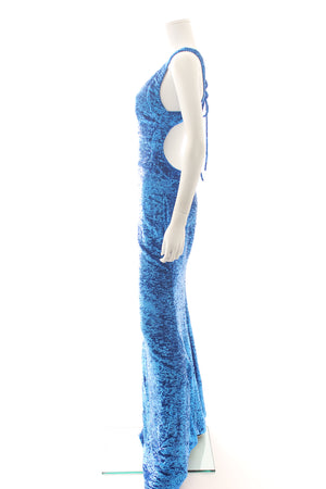 Roberto Cavalli Sequin Embellished Open-Back Silk Gown