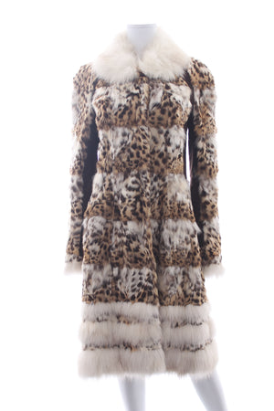 Valentino Leopard Printed Fox Fur Coat