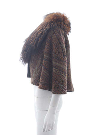 Etro Fur Collar Paisley Wool-Blend Jacket