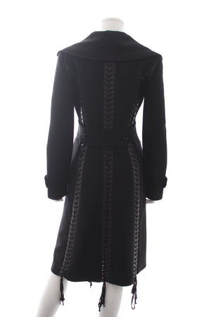 Dolce & Gabbana Leather and Wool Long Coat