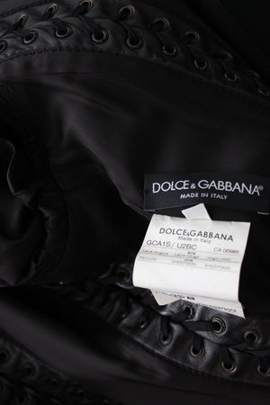 Dolce & Gabbana Leather and Wool Long Coat
