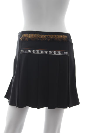 Etro Embroidered Pleated Crepe Mini Skirt