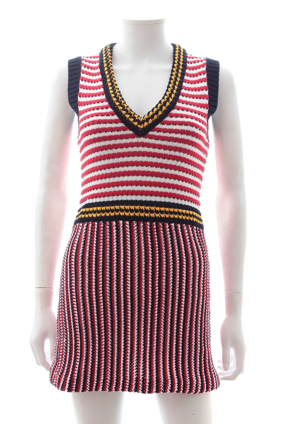 Miu Miu Crochet Cotton Stripe Mini Dress