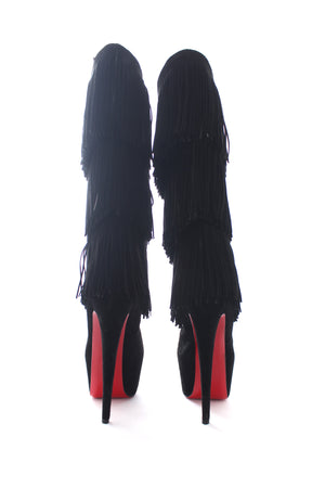 Christian Louboutin 20th Anniversary Tina 160 Fringed Suede Platform Boots