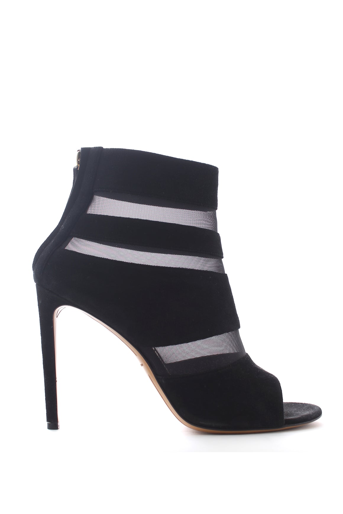 Alexandre Vauthier Mesh-Panelled Suede Open-Toe Ankle Boots