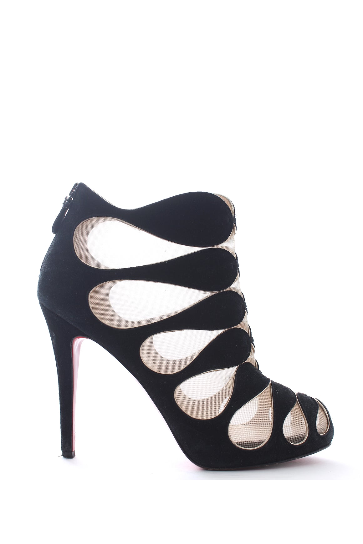 Christian Louboutin Circus Suede and Mesh Cutout Ankle Boots