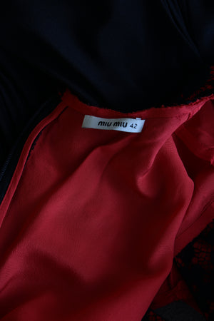 Miu Miu Lace and Silk Pleated Dress