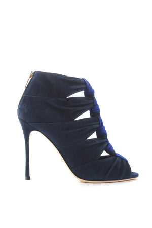 Sergio Rossi Royal Knotted Suede Two-Tone Cutout Ankle Boots
