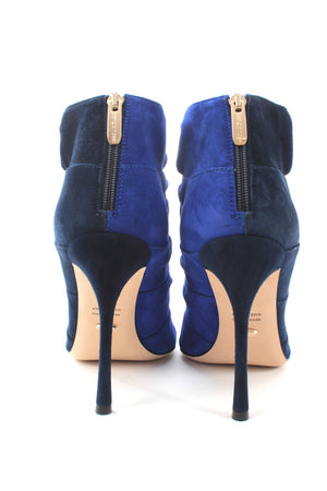 Sergio Rossi Royal Knotted Suede Two-Tone Cutout Ankle Boots