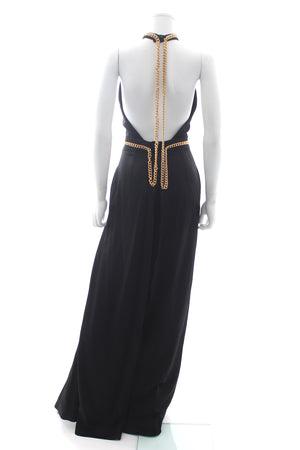 Yves Saint Laurent Runway Collection Chain-Embellished Stretch-Crepe Jumpsuit