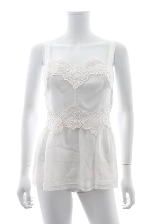 Dolce & Gabbana Lace-Embroidered Sleeveless Cotton Top