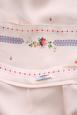 Vilshenko Ruffled Silk Printed Trousers