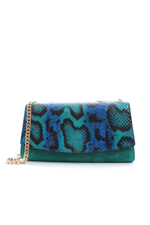 Sergio Rossi Python and Suede Chain Shoulder Bag