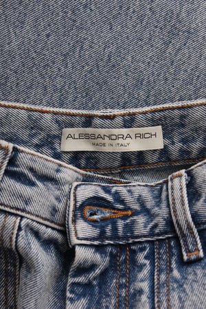 Alessandra Rich High-Rise Wide-Leg Jeans